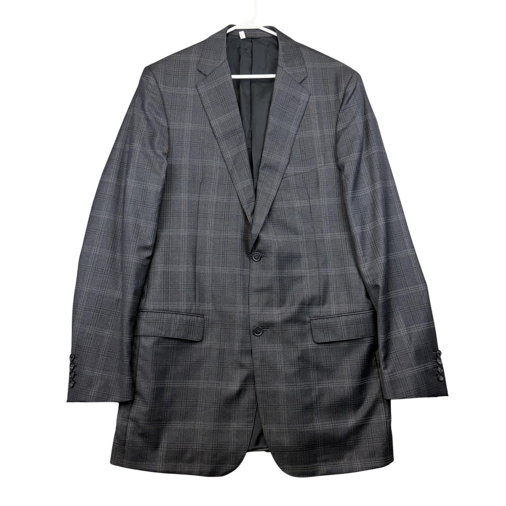 David August Sport Coat Blazer Mens 40L Gray‎ Plaid Two Button Classic Fit